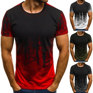T-shirts ajustés extensibles en coton OEM personnalisés pour hommes - Product Image 1