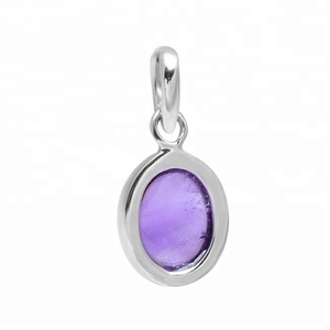 Améthyste violette pierre précieuse ovale 925 pendentif à breloque en argent sterling bijoux lunette romantique réglage pendentif à la mode pour les femmes. - Product Image 2
