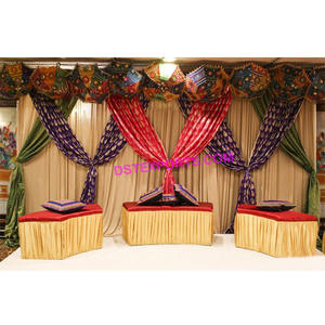 Mehandi ผ้าม่านฉากหลัง Zari,ม่านฉากหลังสำหรับงานแต่งงานอินเดียผ้าม่านตกแต่งที่มีสีสันสำหรับการตกแต่งเวที - Product Image 1