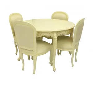 法国省圆形餐厅桌子和4把椅子路易XV风格的房间家具