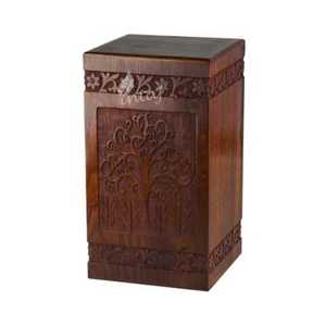 Caja de ataúd de madera grabada con Árbol Verde de estilo americano/europeo, urnas de cremación para cenizas funerarias para adultos, almacenamiento conmemorativo - Product Image 5