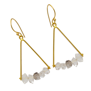 Boucles d'oreilles pendantes en pierre précieuse Herkimer, faites à la main, en argent sterling 925 plaqué or rose, certifiées, tendance, unisexes, cadeau pour mariage ou fête - Product Image 2