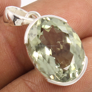 Grand Pendentif Solitaire Attrayant et Mignon pour Homme Améthyste Verte Naturelle Grossiste de Fournisseurs en Argent Sterling Massif 925 - Product Image 1