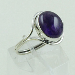 Bague en argent sterling 925 faite à la main pierre d'améthyste bijoux en argent - Product Image 1