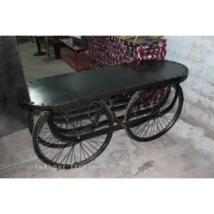 Carrito de vendedor rodante de hierro fundido rústico antiguo de 4 ruedas, carrito de mano Vintage único, muebles de cocina - Product Image 1