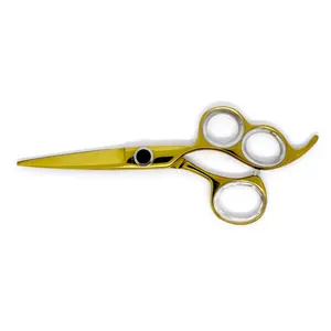 6.5 Inch Long Gold Plated Professional Japanese Stainless steel Barber Hairdressing Scissors Three Finger Ring Scissor