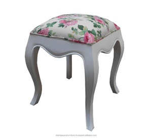 Taburete de madera maciza de caoba, muebles otomanos de estilo francés - Product Image 1