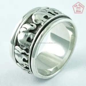 Attractive Plain Silver Elephant Design Handmade 925 Sterling Silver Spinner ring Jewellery Supplier India