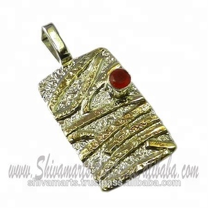 เครื่องประดับเงินทำมือจี้ดีไซน์ใหม่พร้อมสเน่ห์หรูหราอัญมณีคาร์เนเลี่ยนชุบทอง - Product Image 2