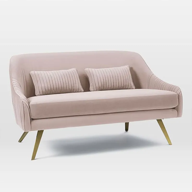 Luxury modern pink velvet 2 seater sofa