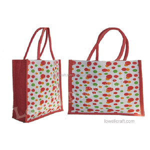 Geometric Pattern Reusable Extra Large Handled Jute Shopping <b>Bag</b> by LOWELLCRAFT - Product Image 2