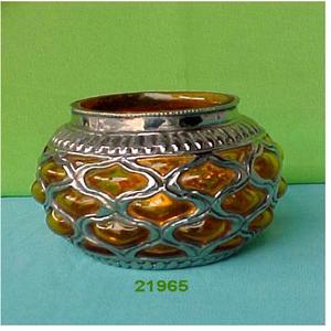 Bougie chauffe-plat en verre orange et laiton argenté pour Noël - Décoration artisanale écologique pour la maison - Product Image 1