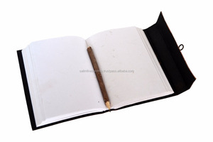 Journal en cuir véritable gaufré Greenman fait à la main en papier blanc vierge A5 Carnet de notes à couverture rigide Fournitures scolaires avec serrure en laiton - Product Image 6