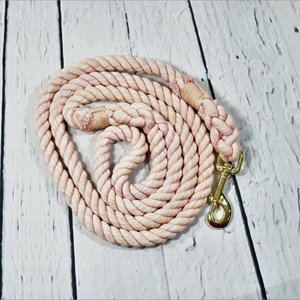 Correa para Perro Hecha a Mano en Color Rosa Pálido, Correa de Cuerda Multicolor - Product Image 1