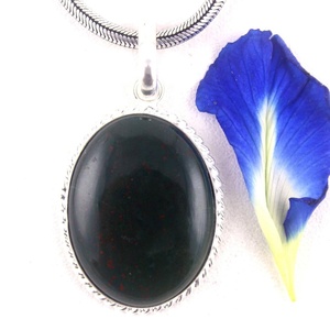 จี้หินอัญมณีรูปวงรีสีเลือดธรรมชาติเครื่องประดับเงินสเตอร์ลิงชุบทองของขวัญขายส่งที่สวยงามสำหรับผู้หญิง - Product Image 6