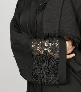 Abaya noire pour femmes, magnifique modèle 2020, coiffe de commerce, en dentelle, avec perles, disponible de la même couleur - Product Image 2
