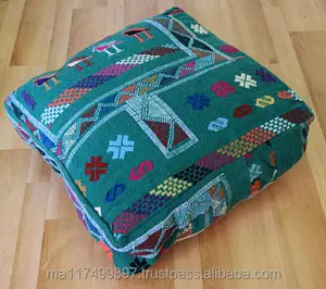 Moroccan <b>Square</b> Handmade Multicolor Floor Poufs 60x60x20cm Foldable Antique Home Stool & Ottoman - Product Image 1