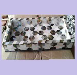Mother of Pearl Tray Household Hotel Restaurant Food Serving Tray With Handle <b>MOP</b> Serving Tray <b>for</b> Hot <b>Sale</b> - Product Image 3