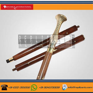 Bâton de marche en bois en laiton à trois plis canne de marche en bois nautique pour bâton de marche en laiton antique unisexe avec laiton - Product Image 3