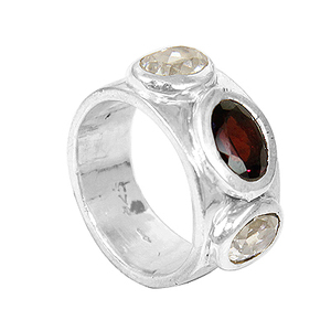 Graceful <b>Rings</b> <b>Garnet</b> & Cubic Zircon Oval Cut <b>Rings</b> 925 Solid Sterling <b>Silver</b> Jewellery Gift for Women and Girls - Product Image 1