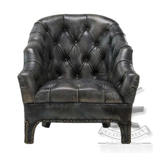 Sofá industrial vintage de cuero verde - Product Image 6