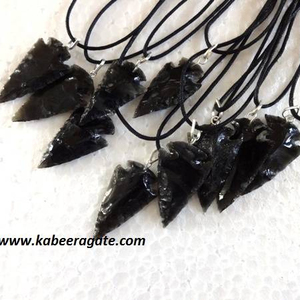 Venta al por mayor negro obsidiana flecha colgante/Collar de piedras preciosas decoración del hogar - Product Image 1