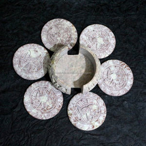 Handmade Agate Stone <b>Coaster</b> with Elephant Carving Decorative Carved <b>Drink</b> <b>Coaster</b> <b>for</b> Table & Home Decor - Product Image 5
