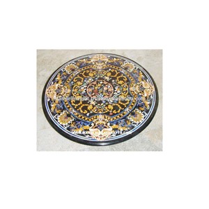 Round <b>Stone</b> Inlay Dining <b>Table</b> <b>Tops</b> - Product Image 1