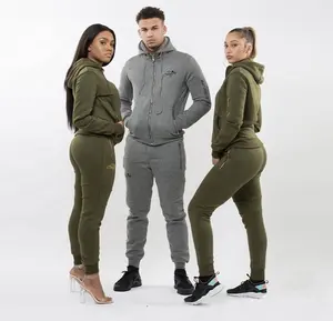 OEM tracksuit men plain sweat suits heavy weight cotton sweatsuit fleece tracksuit set