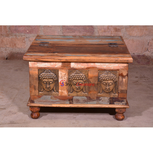 Baúl de Almacenamiento de Madera Reciclada Estilo Antiguo para Uso en Interiores, Caja para Mantas con Mesa de Madera India, Cajas de Almacenamiento Vintage - Product Image 1