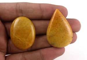 หินอะเวนจูรีนธรรมชาติเกรด AAA สีเหลือง2ชิ้นทรงรีและลูกแพร์สำหรับทำเครื่องประดับแฮนด์เมด - Product Image 4