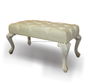 เก้าอี้เฟอร์นิเจอร์ฝรั่งเศสกับที่นั่ง Tufted-ออตโตมันสีขาวพร้อมเฟอร์นิเจอร์เบาะงาช้างอินโดนีเซีย - Product Image 2