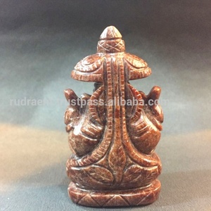 รูปปั้นพระพิฆเนศแกะสลักจากหินตาเสือขนาดเล็ก สำหรับตกแต่งบ้านตามหลักศาสนา - Product Image 6