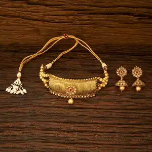 Traditionele Vergulde Choker Ketting Set Ruby - 15337