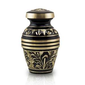 Urne de crémation en laiton violet brillant classique souvenir en métal unique pour cendres d'animaux de compagnie avec conception de bande argentée pour le stockage commémoratif - Product Image 6