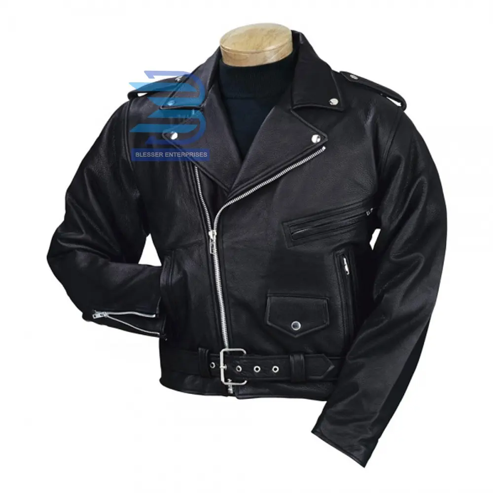 Men Biker Motorbike Black Leather Jacket Motorcycle & Auto Racing Custom Windproof & Waterproof