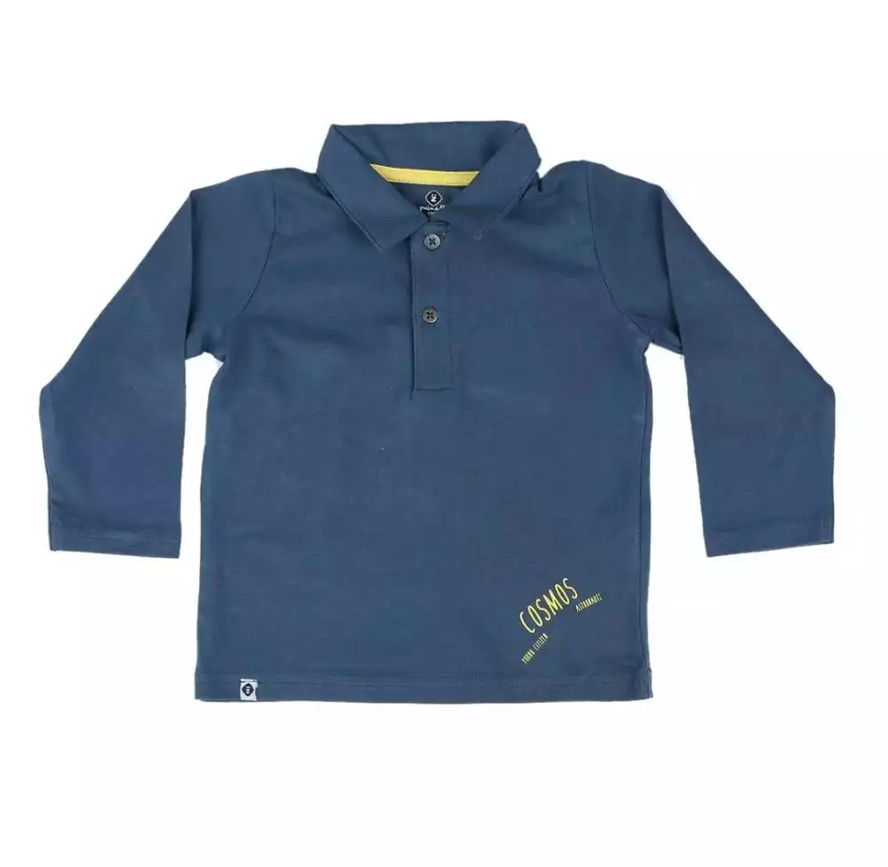 Polo con logotipo personalizado para niños y niñas, camisetas 100% de algodón, playera lisa de manga larga