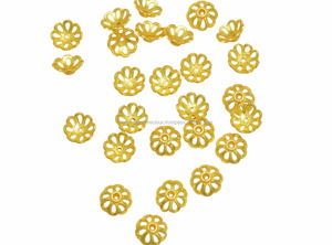 Tapa de cuentas con diseño de flores chapadas en oro-cuenta chapada en oro elegante-Accesorios de joyería - Product Image 2