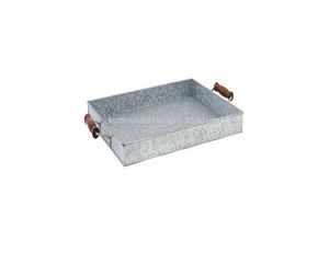 Bandeja rectangular de metal de acero galvanizado para servir alimentos con mango - Product Image 1