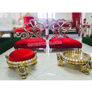 Wedding <b>Small</b> <b>Chairs</b> Stools for Mandap Lightweight Wood Material Customized Size Beautiful Setup for Hindu Marriage USA - Product Image 1