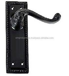 Poignées de porte noires géorgiennes en fonte, style vintage, pour salle de bain - Product Image 1