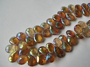 Hessonite Grenat Facettes Poire Briolette 8-10mm Perle de pierres précieuses Catégorie Perles de pierre - Product Image 2