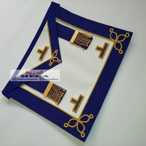 Déshabillez-vous provincial col en cuir bleu Rosettes brodées à la main pour franc-maçon maçonnique Regalia couture à la croix artisanat - Product Image 2