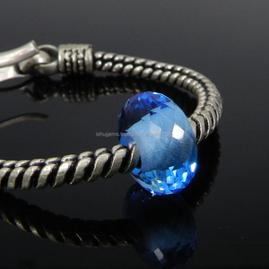 14x8x5mm rondelle suelta perlas de piedras preciosas perlas gran agujero azul Topacio Hydro cuentas IG5325 - Product Image 2