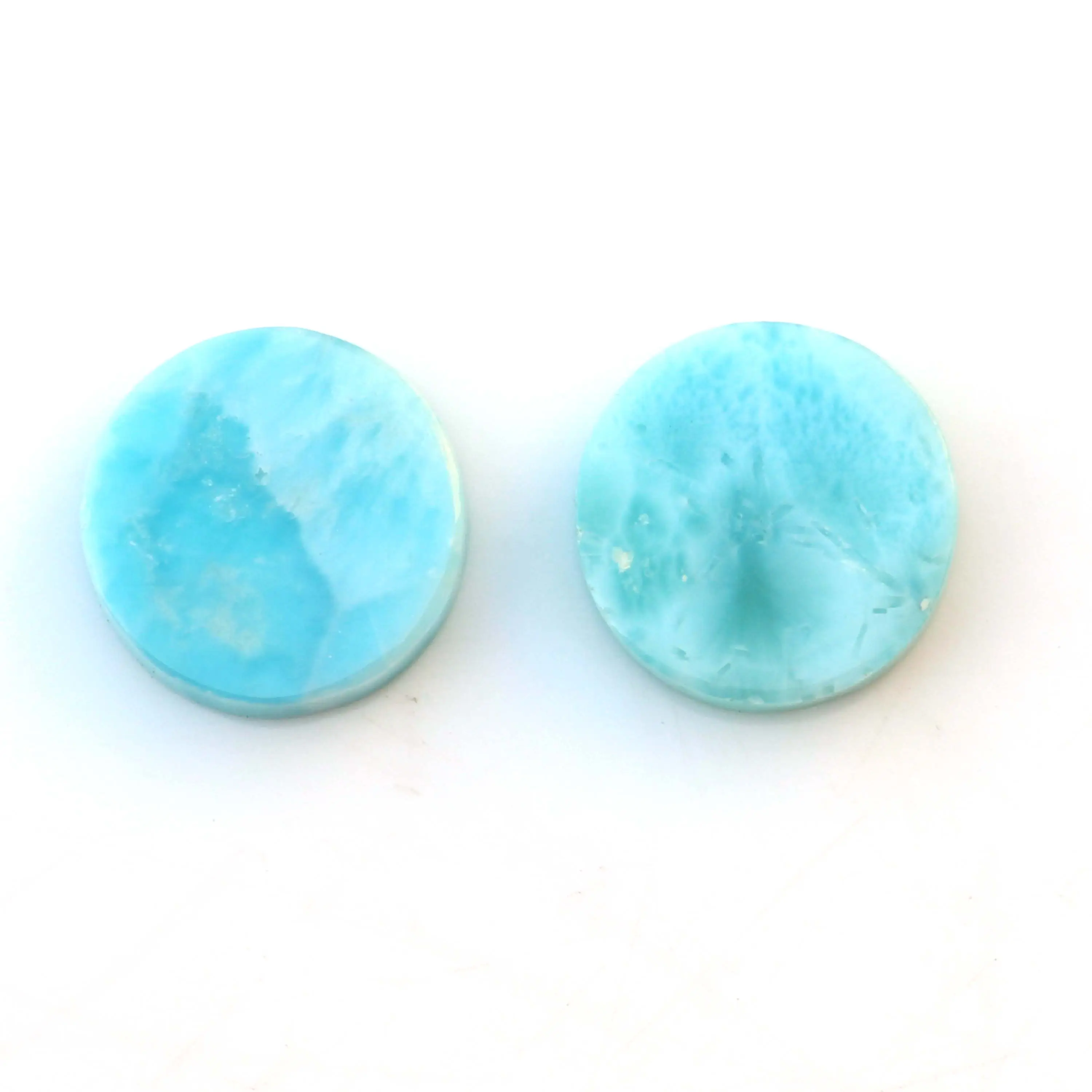 Meilleure qualité Pectolite Larimar 12mm plat rond pièce lisse calibré pierre précieuse en vrac pour la fabrication de bijoux prix de gros