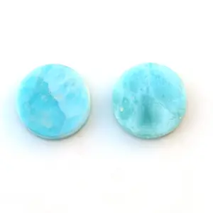 Pectolita Larimar Natural de la Mejor Calidad, 12 mm, Plana, Lisa, Calibrada, Piedra Preciosa Azul Cielo Suelta para Fabricación de Joyas, Precio al por Mayor - Product Image 1