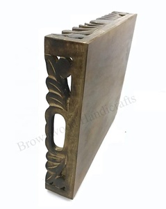 Bandeja de madera tallada a mano con textura marrón, diseño antideslizante para bares y hoteles, elegante bandeja de talla hecha a mano, duradera - Product Image 4