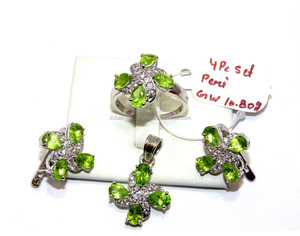 925เงินสเตอร์ลิงธรรมชาติ Paridot ชุดเครื่องประดับหิน - Product Image 2