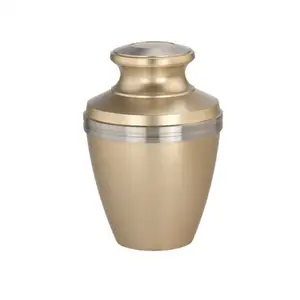 Cremation Adult Burial Urn for Human Ashes Pewter Finished Brass Cremation Urn with Pewter Band Funeral Supplies