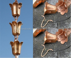 Chaîne de pluie en cuivre pour jardin Finition en cuivre naturel Chaîne de pluie en cuivre - Product Image 4